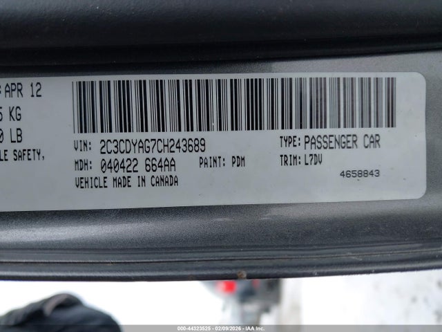 2012 DODGE CHALLENGER 2C3CDYAG7CH243689 Photo 8