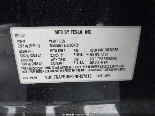 2022 TESLA MODEL Y 7SAYGDEF3NF457819 Photo 8