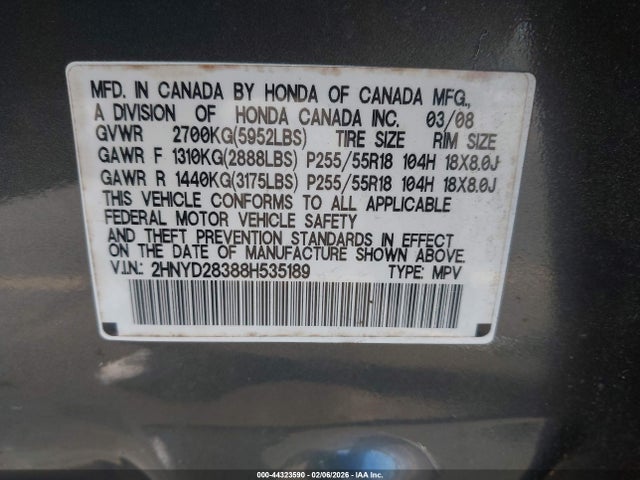 2008 ACURA MDX 2HNYD28388H535189 Photo 8