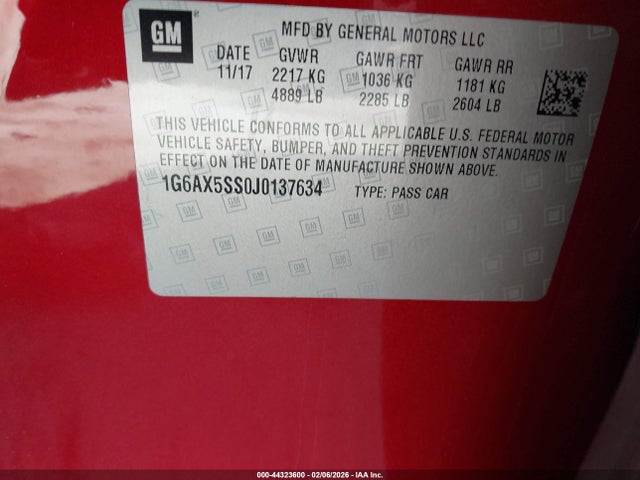 2018 CADILLAC CTS 1G6AX5SS0J0137634 Photo 8