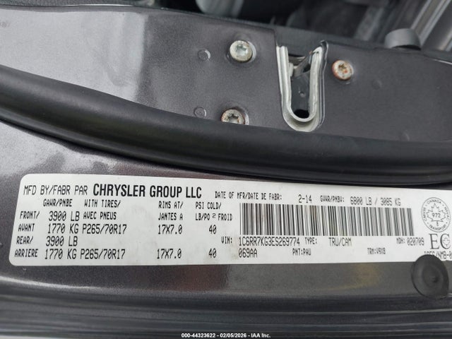 2014 Ram 1500 St მანქანა იყიდება აუქციონზე, vin: 1C6RR7KG3ES269774, აუქციონის ნომერი: 44323622