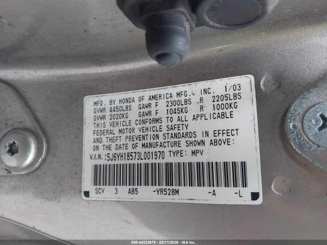 2003 HONDA ELEMENT 5J6YH18573L001970 Photo 8