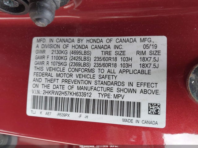 Honda CR-V EX 2019 2HKRW2H57KH633912 Image 9
