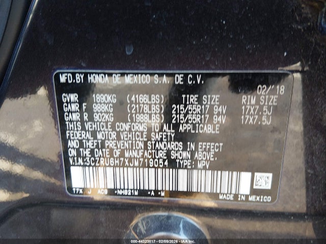 3CZRU6H7XJM719054 Honda Hr-v Ex-l