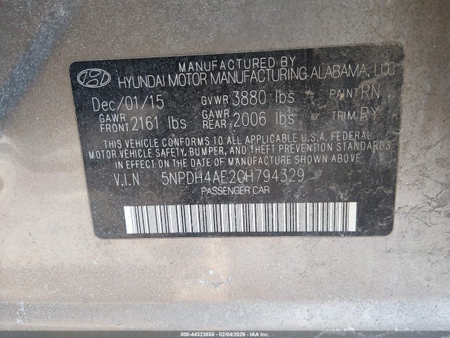 Hyundai Elantra Value Edition 2016 5NPDH4AE2GH794329 Image 9