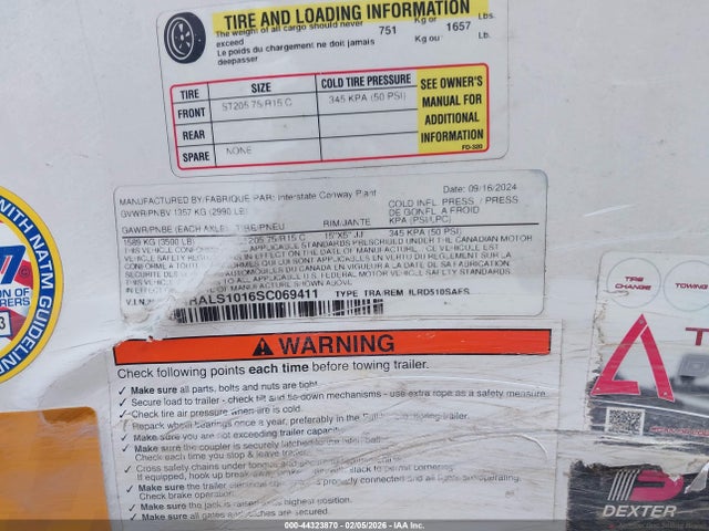 2025 Interstate West Corp Interstate West Corp მანქანა იყიდება აუქციონზე, vin: 4RALS1016SC069411, აუქციონის ნომერი: 44323870