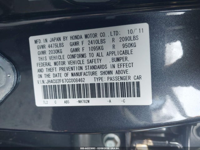 Aukcja sprzedaży 2012 Acura Tsx 2.4, vin: JH4CU2F67CC008462, numer aukcji: 44323893