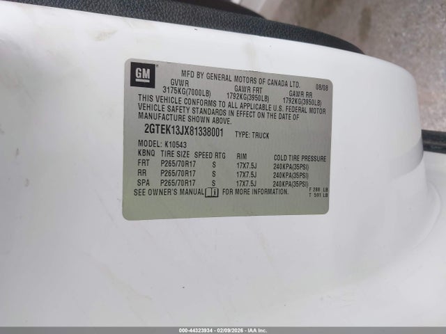 Продаж на аукціоні авто 2008 Gmc Sierra 1500 Sle1, vin: 2GTEK13JX81338001, номер лоту: 44323934