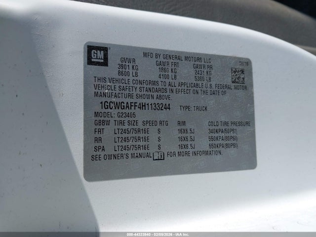 1GCWGAFF4H1133244 Chevrolet Express 2500 Work Van