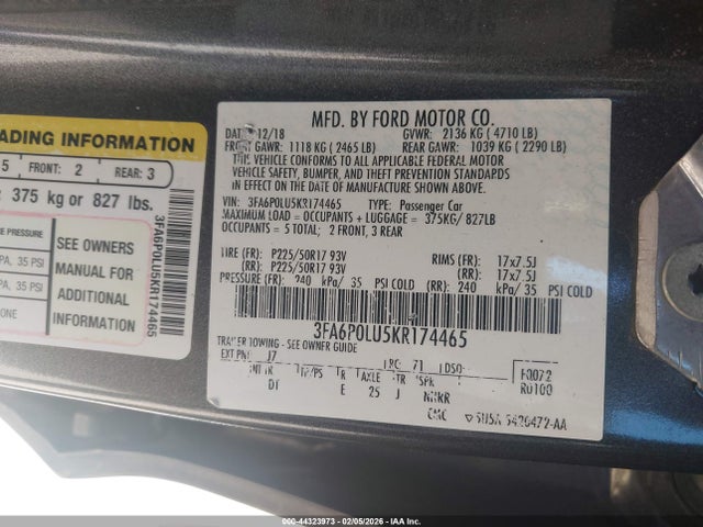 Ford Fusion Hybrid Se 2019 3FA6P0LU5KR174465 Image 9