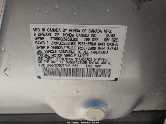 2009 ACURA MDX 2HNYD28279H511555 Photo 8