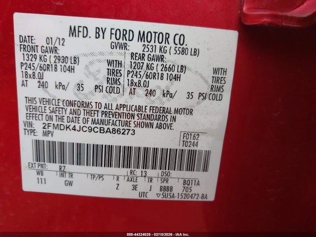 2012 FORD EDGE 2FMDK4JC9CBA86273 Photo 8