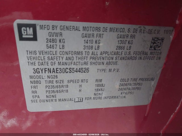 2012 CADILLAC SRX 3GYFNAE30CS544526 Photo 8