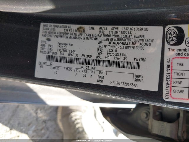 2018 FORD FIESTA 3FADP4BJ3JM138386 Photo 8