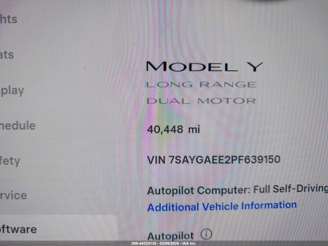 7SAYGAEE2PF639150 Tesla Model Y Awd/long Range Dual Motor All-wheel Drive