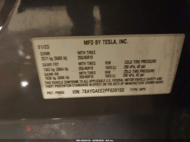 7SAYGAEE2PF639150 Tesla Model Y Awd/long Range Dual Motor All-wheel Drive