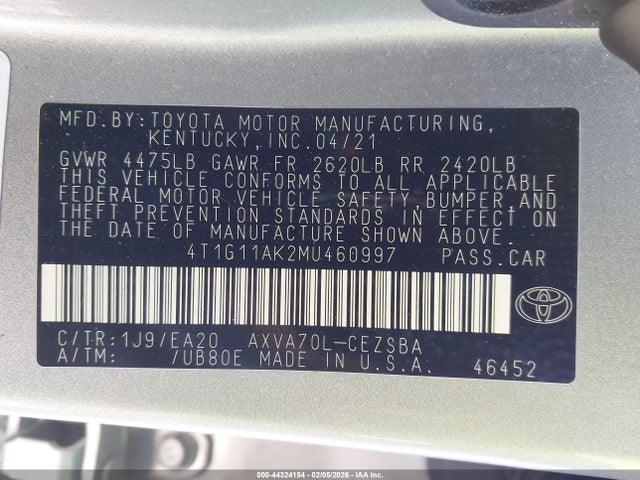 Toyota CAMRY SE 2021 4T1G11AK2MU460997 Image 9