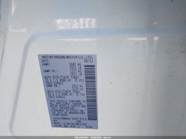 Продажа на аукционе авто 2014 Infiniti Qx60, vin: 5N1AL0MM6EC507351, номер лота: 44324201