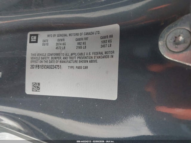44324213 :رقم المزاد ، 2G1FB1EV3A9224751 vin ، 2010 Chevrolet Camaro 1lt مزاد بيع