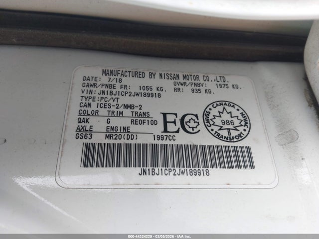 JN1BJ1CP2JW189918 Nissan Rogue Sport S/sl/sv