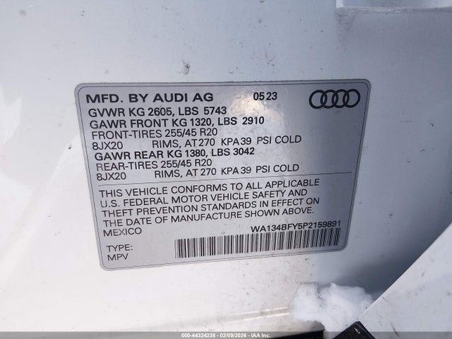 WA134BFY5P2159891 Audi Sq5 Sportback Prestige Tfsi Quattro Tiptronic