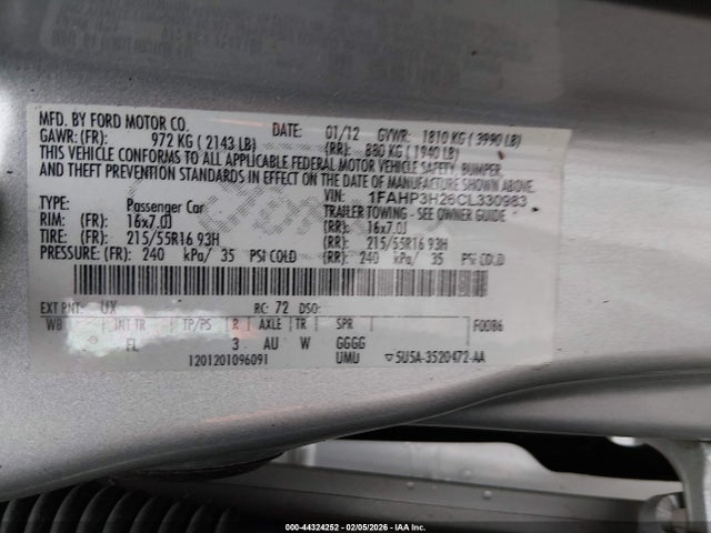 2012 FORD FOCUS 1FAHP3H26CL330983 Photo 8