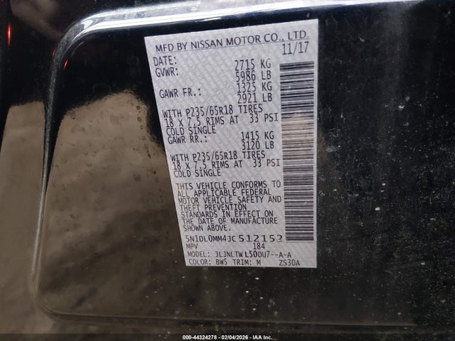 Aukcja sprzedaży 2018 Infiniti Qx60, vin: 5N1DL0MM4JC512152, numer aukcji: 44324278