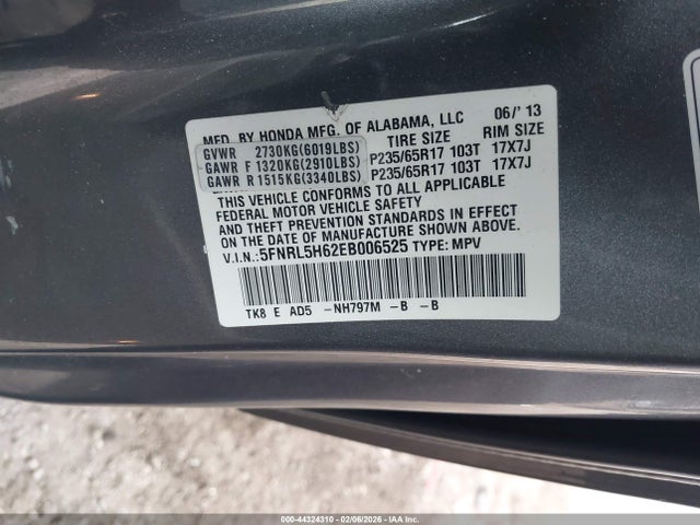 Honda Odyssey Ex-l 2014 5FNRL5H62EB006525 Image 9