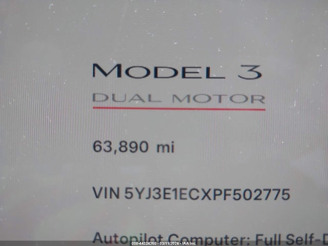 Продажа на аукционе авто 2023 Tesla Model 3 Performance Dual Motor All-wheel Drive, vin: 5YJ3E1ECXPF502775, номер лота: 44324360