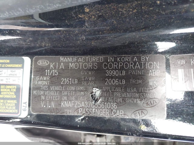 KNAFZ5A37G5561036 KIA FORTE SX