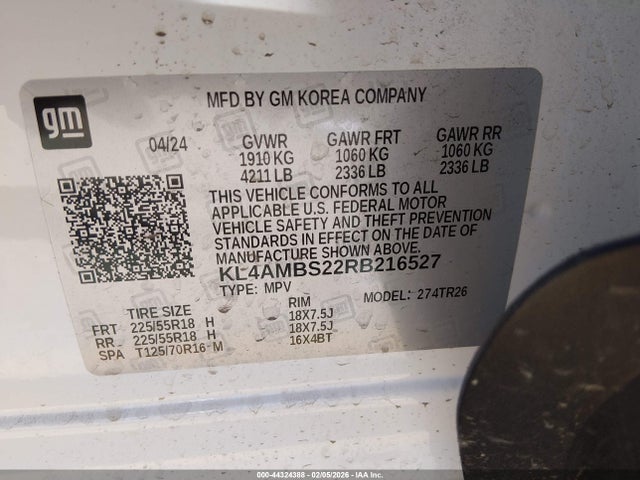 Aukcja sprzedaży 2024 Buick Encore Gx Preferred Fwd, vin: KL4AMBS22RB216527, numer aukcji: 44324388