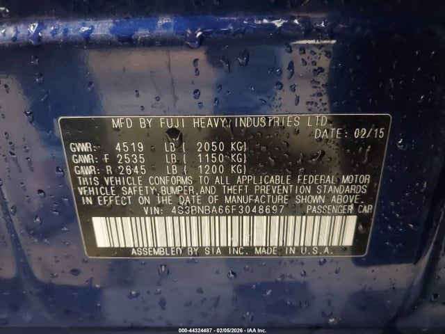 4S3BNBA66F3048697 Subaru Legacy 2.5i