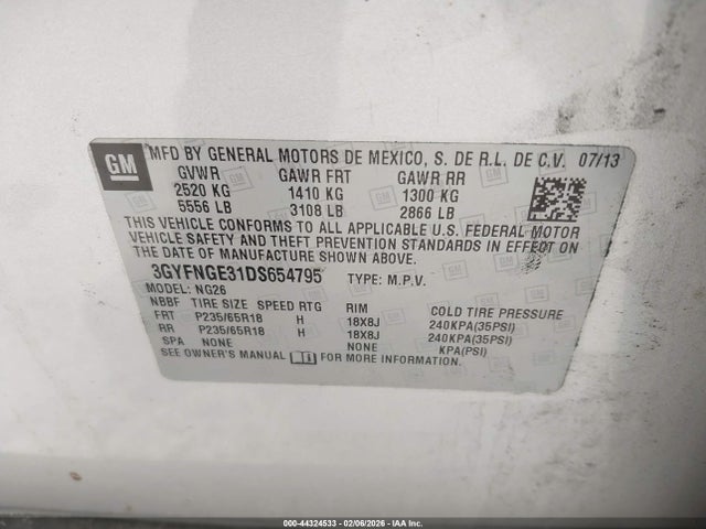 2013 CADILLAC SRX 3GYFNGE31DS654795 Photo 8