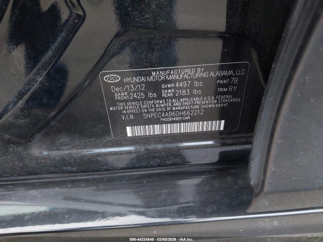 2013 HYUNDAI SONATA 5NPEC4AB6DH662212 Photo 8