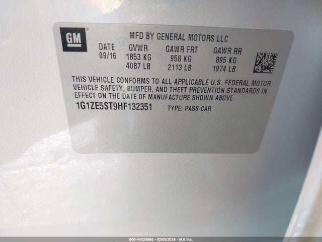Aukcja sprzedaży 2017 Chevrolet Malibu 1lt, vin: 1G1ZE5ST9HF132351, numer aukcji: 44324565