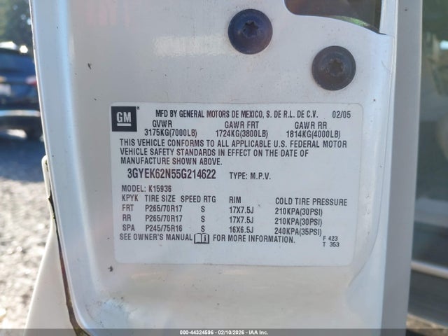 2005 CADILLAC ESCALADE EXT 3GYEK62N55G214622 Photo 8