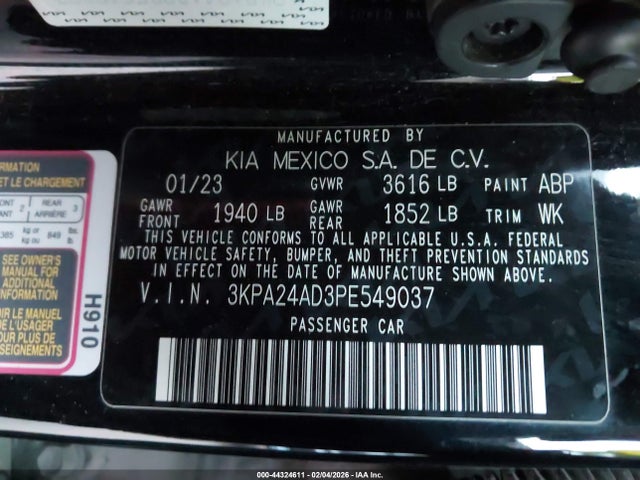 3KPA24AD3PE549037 KIA RIO S