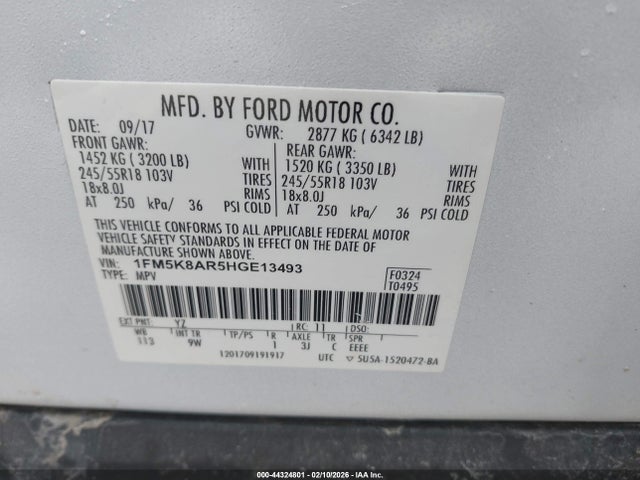 1FM5K8AR5HGE13493 Ford Utility Police Interceptor