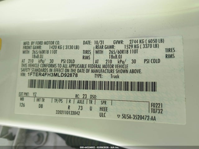 2021 FORD RANGER 1FTER4FH3MLD92878 Photo 8