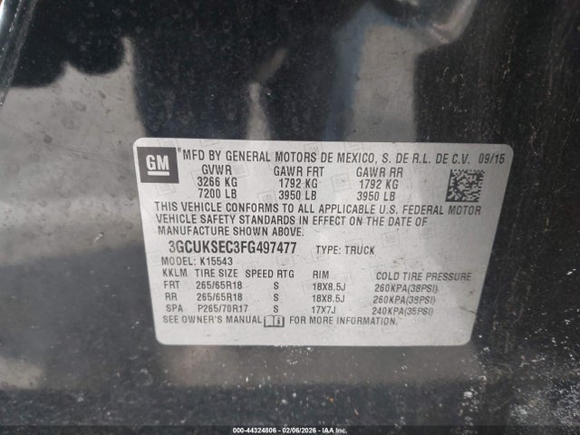 3GCUKSEC3FG497477 Chevrolet Silverado 1500 2lz