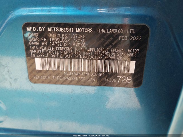 ML32AWHJ3NH006361 Mitsubishi Mirage Black Edition/se