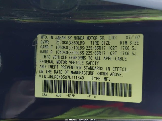 2007 HONDA CR-V JHLRE48507C111840 Photo 8