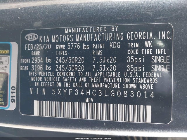 5XYP34HC3LG083014 KIA Telluride Ex