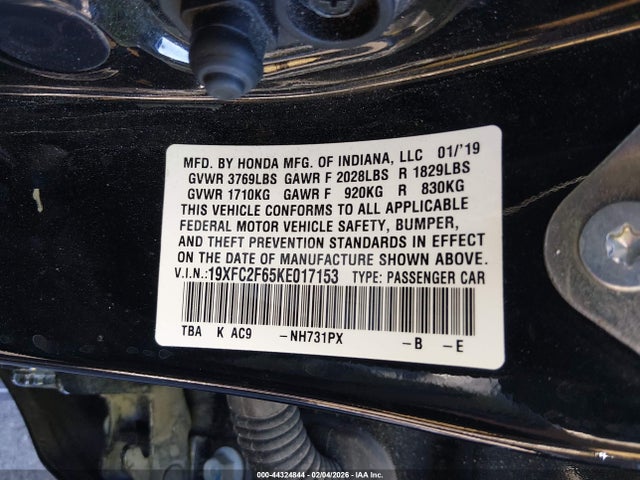 2019 HONDA CIVIC 19XFC2F65KE017153 Photo 8