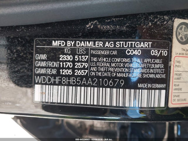 2010 Mercedes-benz E 350 4matic მანქანა იყიდება აუქციონზე, vin: WDDHF8HB5AA210679, აუქციონის ნომერი: 44324883