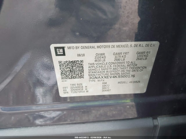 3GNAXXEV4KS500176 Chevrolet Equinox Premier