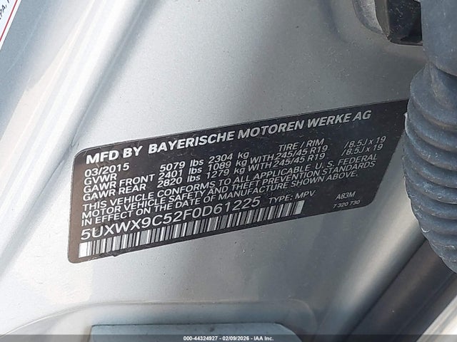 2015 BMW X3 5UXWX9C52F0D61225 Photo 8