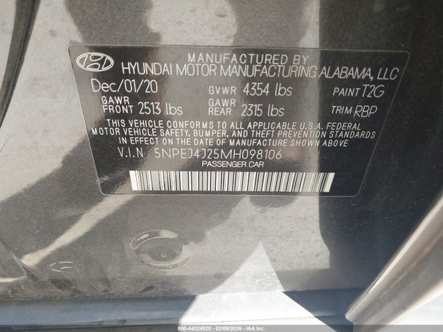 5NPEJ4J25MH098106 Hyundai Sonata Sel Plus