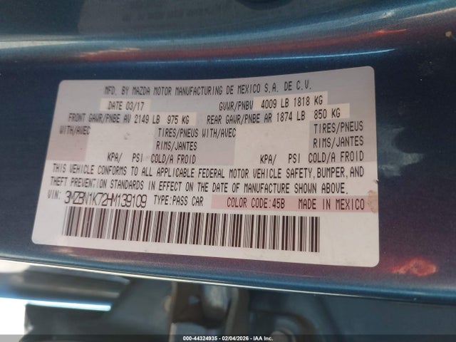 3MZBN1K72HM139109 Mazda Mazda3 Sport