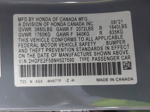 Honda Civic Sport 2022 2HGFE2F58NH527590 Image 9